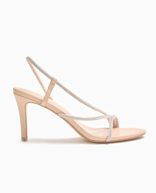 Sandales à talon avec brides strass écru - Pimkie