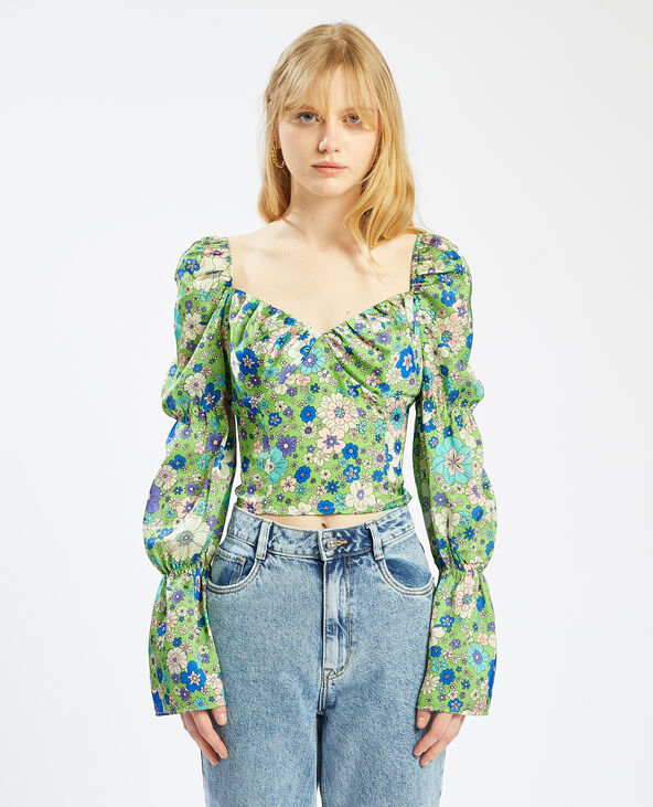 Haut a manches longues motif fleurs