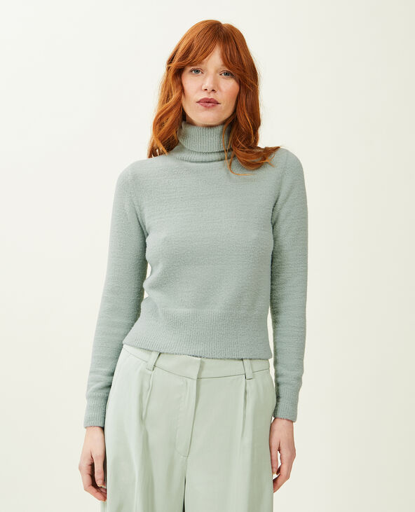 Pull col roulé maille fluffy vert - Pimkie
