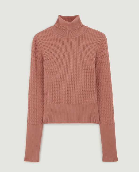 Pull col roulé torsadé vieux rose - Pimkie
