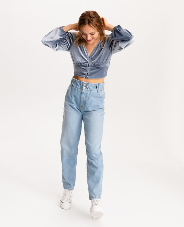 Cropped top velours ras gris foncé - Pimkie