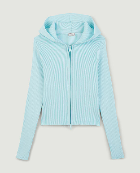 Pull zippé à capuche bleu clair - Pimkie