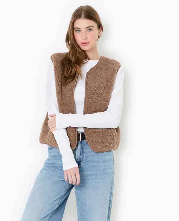 Gilet sans manches en sherpa effet mouton marron - Pimkie