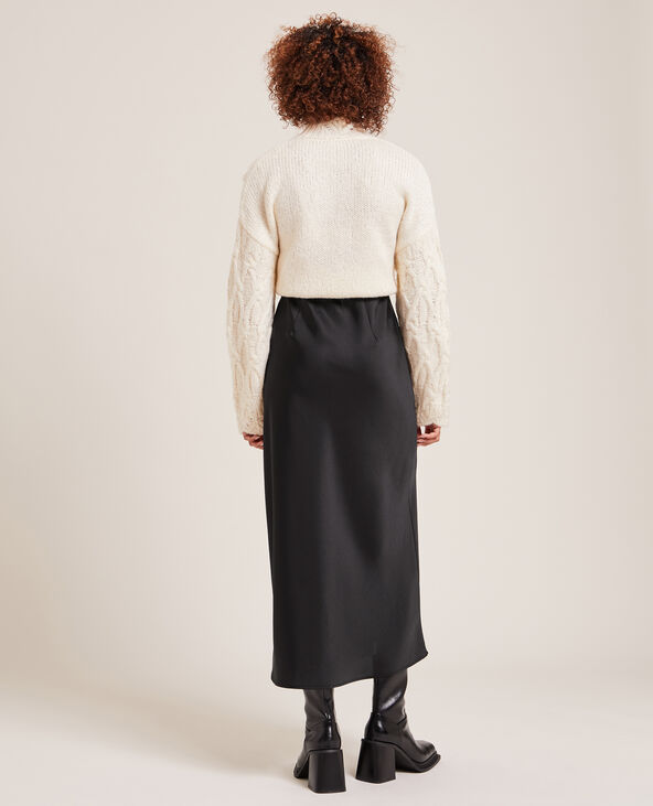 Jupe longue en satin noir - Pimkie