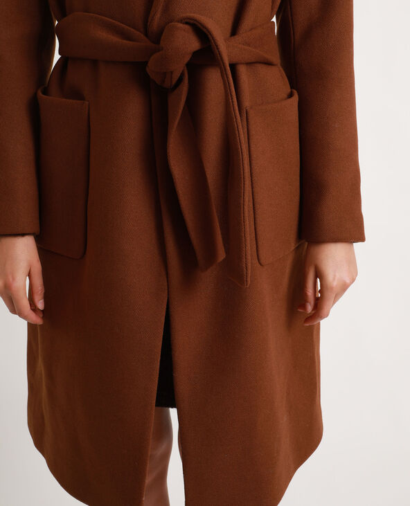 Manteau drap de laine marron - Pimkie