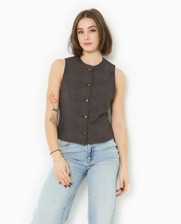 Veste sans manches façon gilet de barman marron - Pimkie