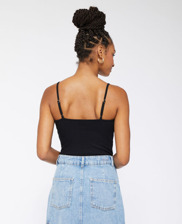 Body façon corset en maille côtelée noir - Pimkie