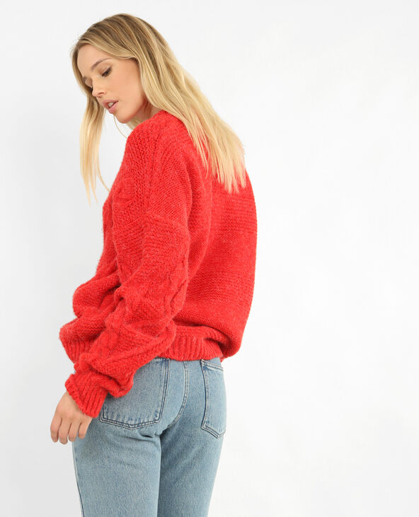 Pull torsadé rouge - Pimkie