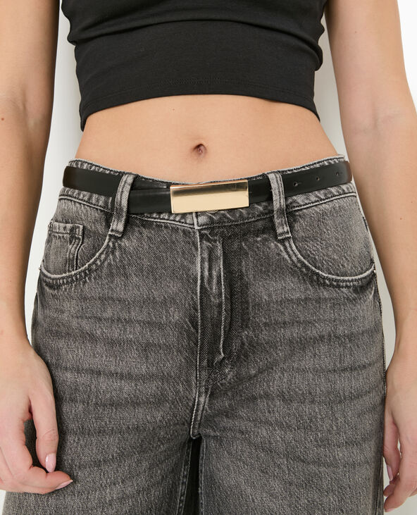 Ceinture fine avec boucle rectangulaire noir - Pimkie