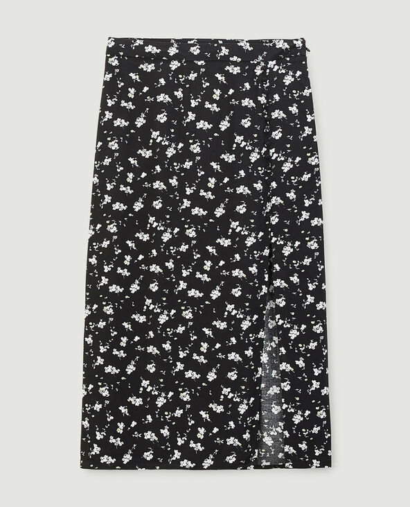 Jupe midi à fleurs noir - Pimkie