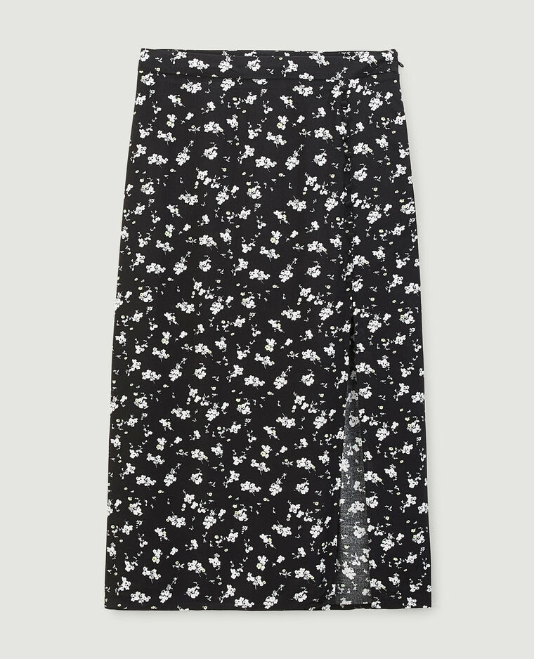 Jupe midi à fleurs noir - Pimkie