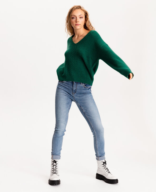 Pull col V vert foncé - Pimkie