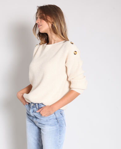 Pull à boutons écru - Pimkie