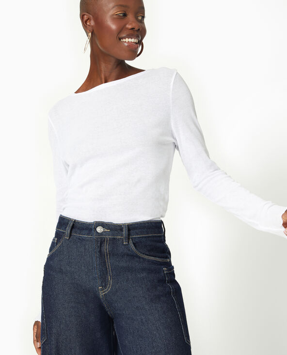 Top manches longues encolure bateau blanc - Pimkie