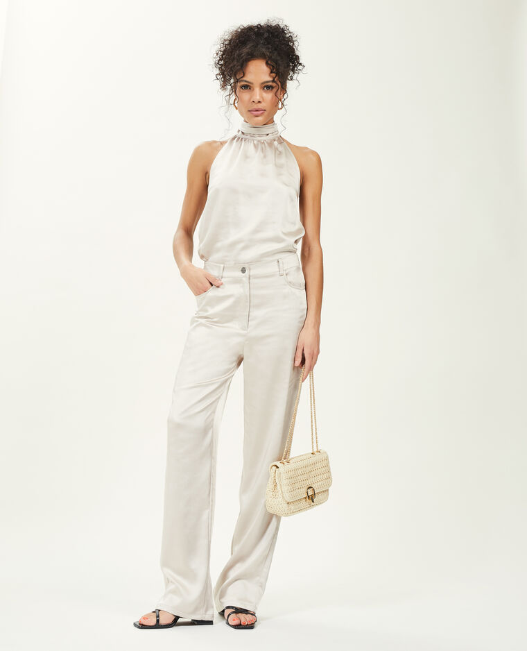 Top dos-nu satiné encolure américaine blanc - Pimkie