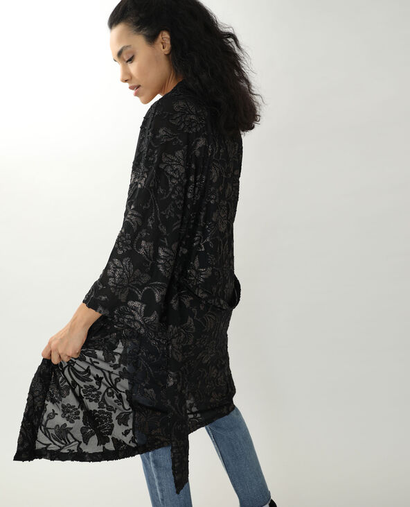 Kimono brodé noir - Pimkie