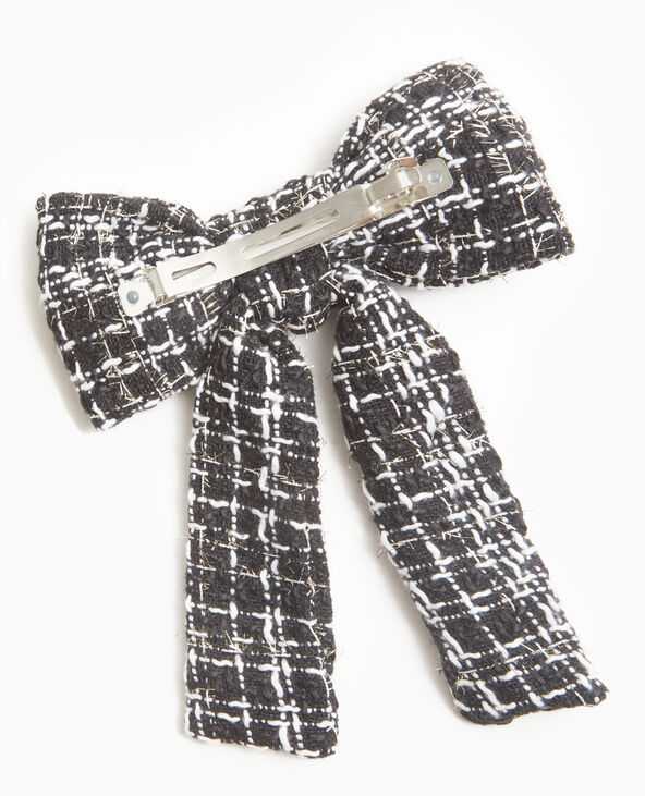 Barrette avec nœud en tweed noir - Pimkie