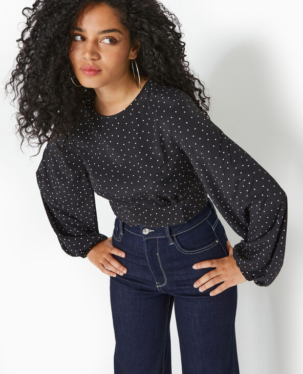 Blouse avec découpe dos et nœud noir - Pimkie
