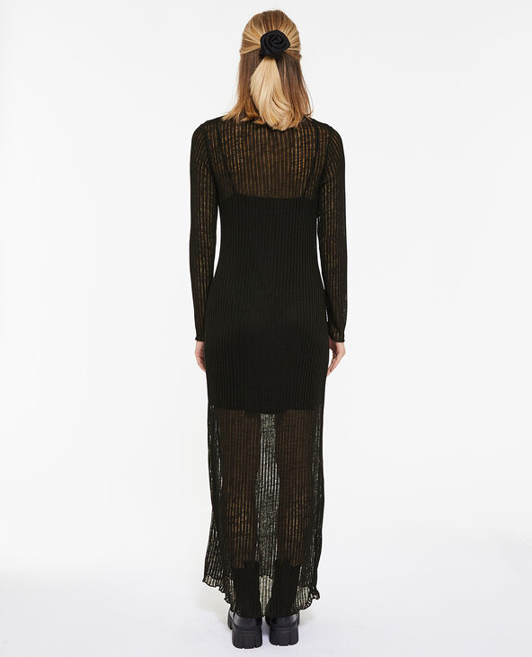 Robe longue en maille côtelée transparente noir - Pimkie
