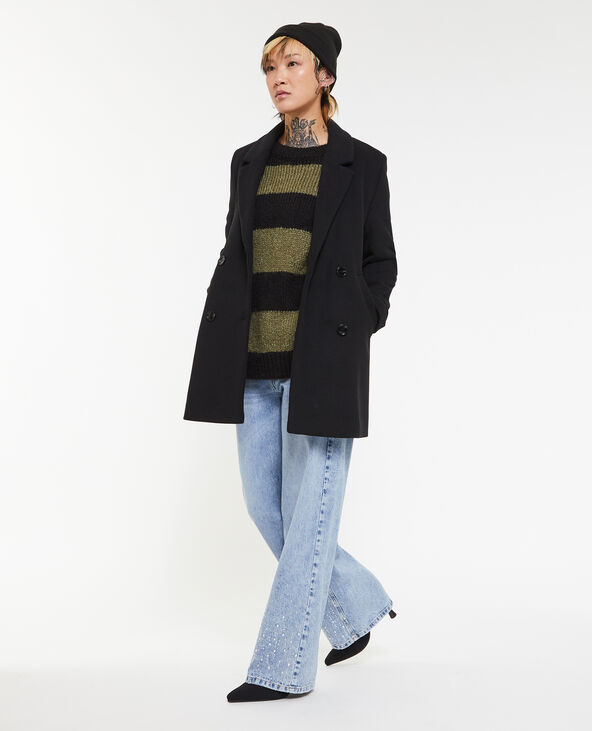 Manteau court drap de laine noir - Pimkie