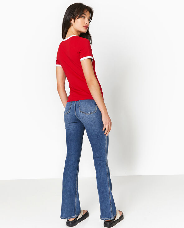 T-shirt avec print et biais contrastés rouge - Pimkie