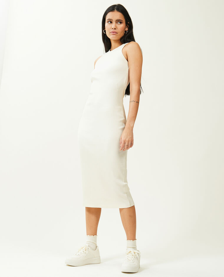 Robe débardeur maille côtelée écru - Pimkie