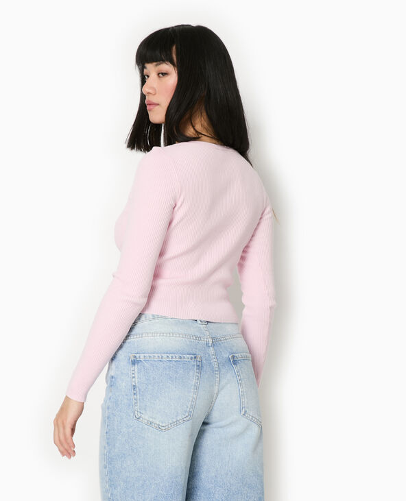 T-shirt gilet en maille côtelée rose clair - Pimkie