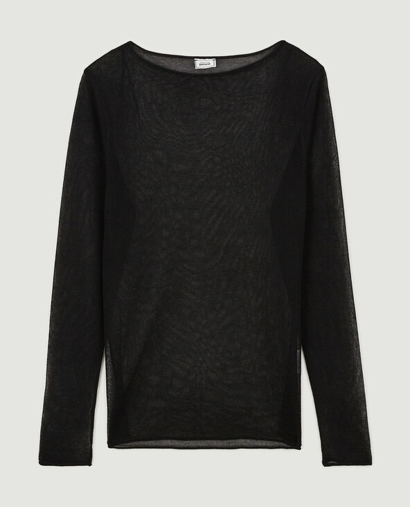 Top manches longues en maille transparente noir - Pimkie