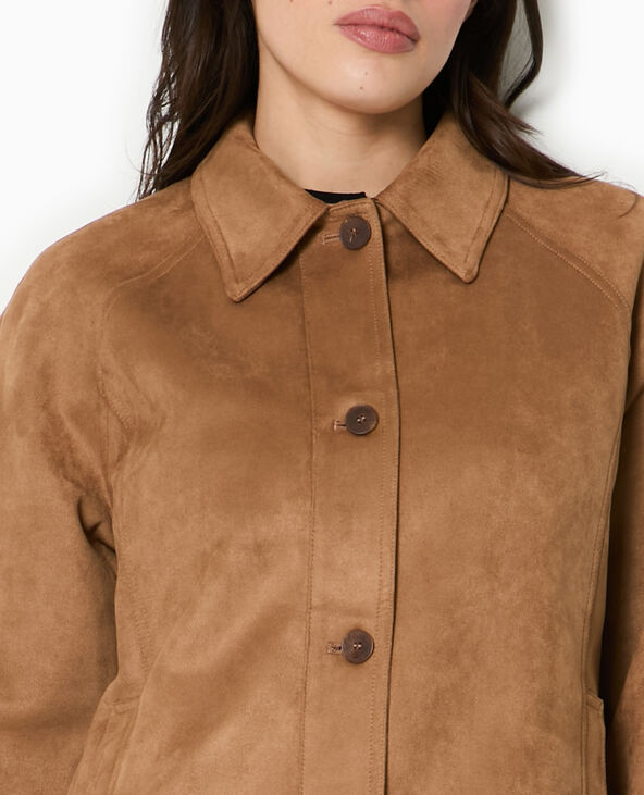 Manteau court en suédine beige - Pimkie