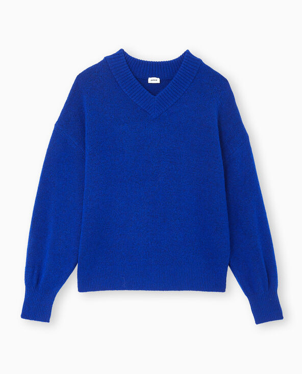Pull col V en maille bleu électrique - Pimkie