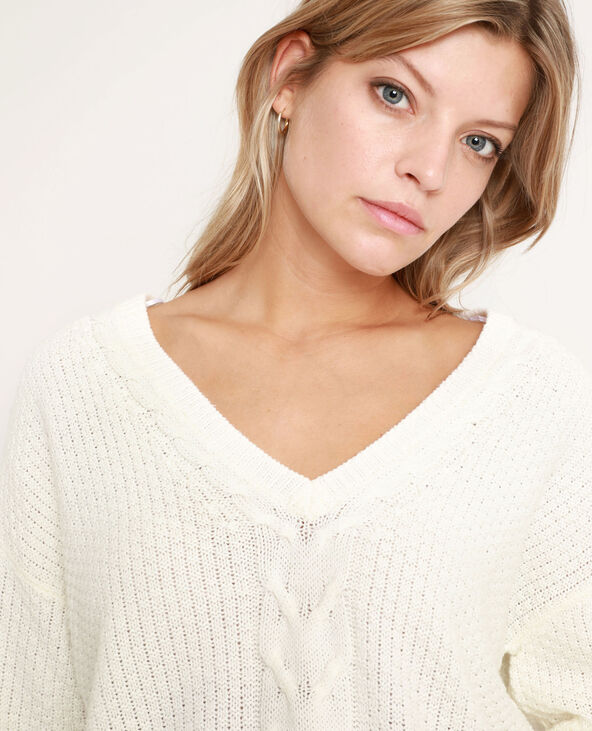 Pull torsadé blanc - Pimkie
