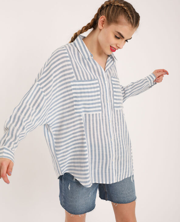Chemise oversized à rayures bleu clair - Pimkie