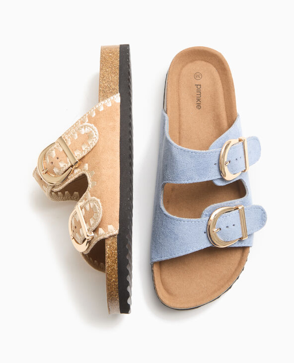 Mules à brides avec semelles façon liège bleu - Pimkie