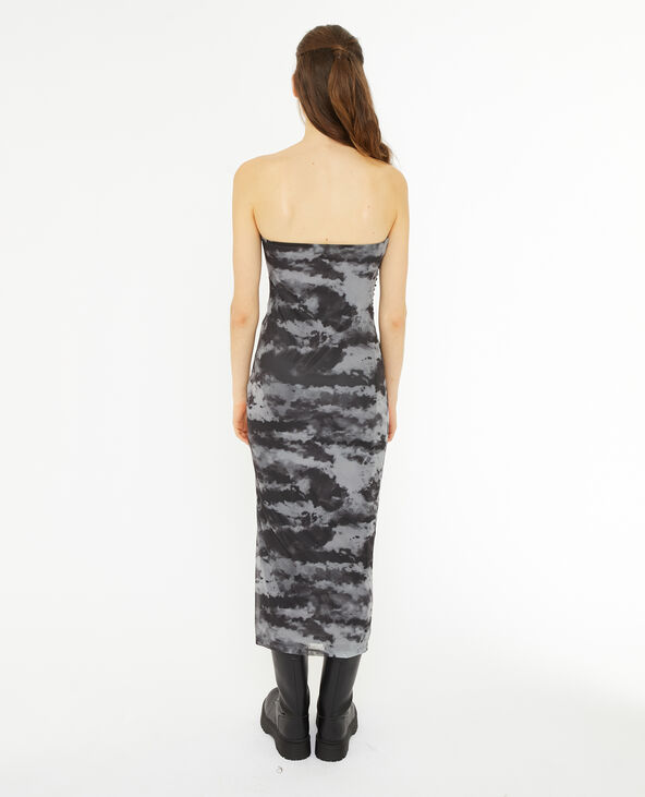 Robe longue bustier en tulle gris - Pimkie