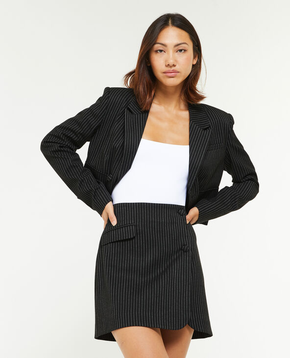 Veste blazer courte rayures banquier