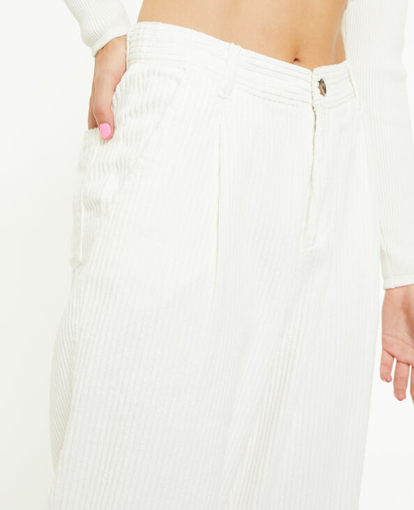 Pantalon velours droit avec pinces blanc - Pimkie