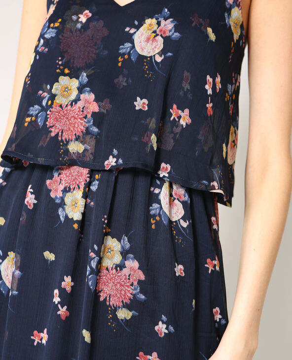 Robe longue fleurie bleu marine - Pimkie