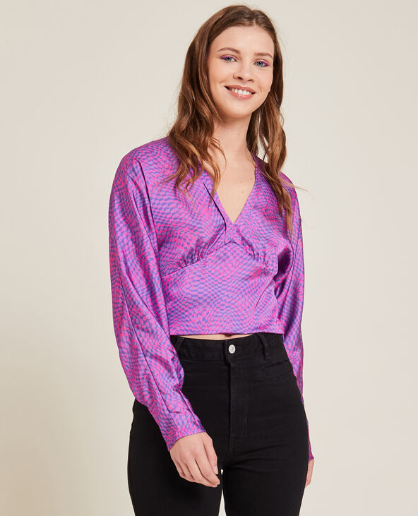 Blouse courte col V violet - Pimkie