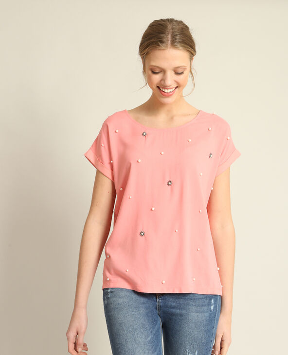 T-shirt à perles rose - Pimkie