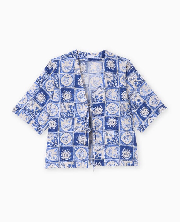 Chemise manches courtes avec liens à nouer bleu - Pimkie