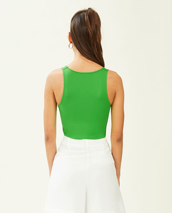 Body uni à col V vert - Pimkie