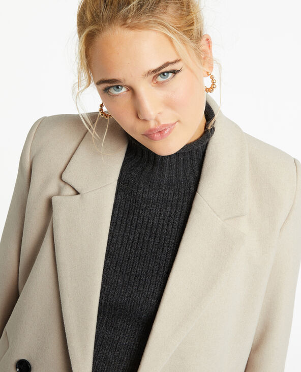 Manteau court drap de laine blanc - Pimkie