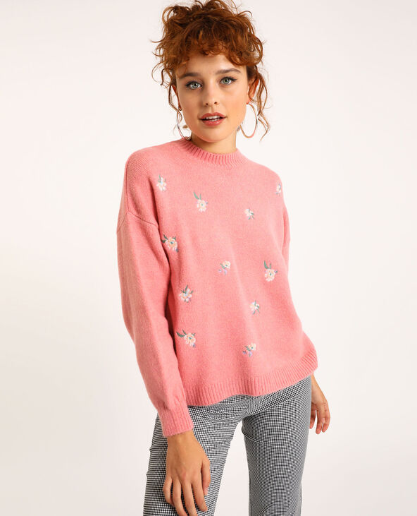 Pull brodé rose - Pimkie