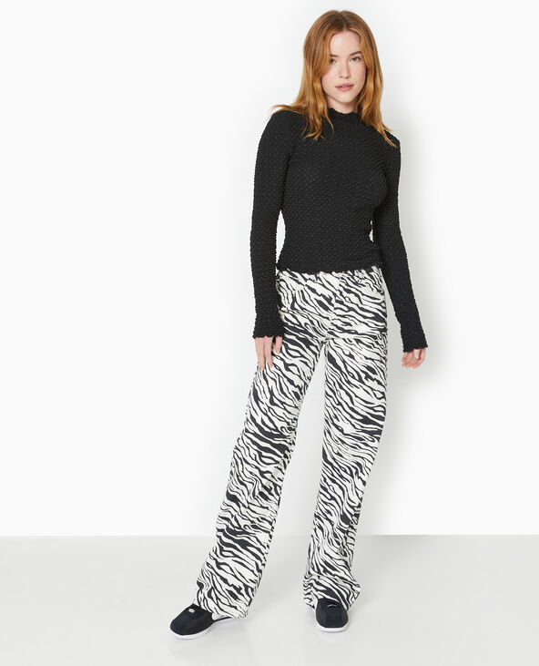 Top manches longues en maille texturée noir - Pimkie