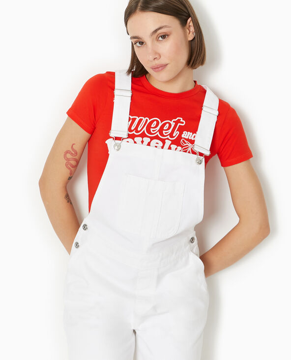 Salopette short en jean blanc - Pimkie