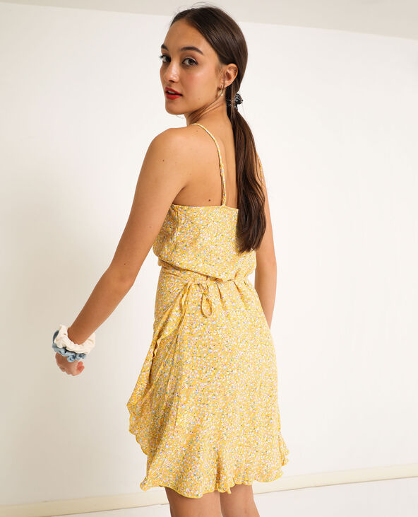 Robe portefeuille à fleurs jaune - Pimkie