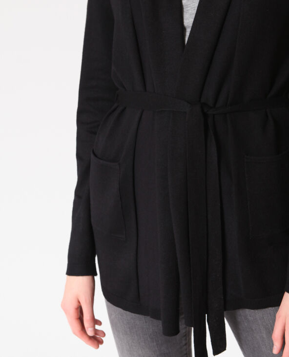 Gilet long à ceinture noir - Pimkie