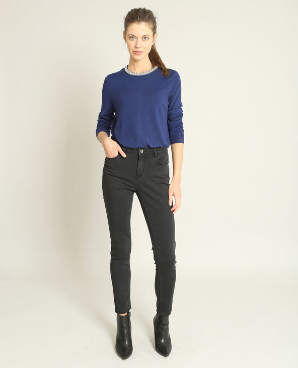 Pull col bijoux bleu marine - Pimkie