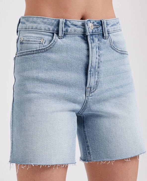 Bermuda en jean raw cut bleu clair - Pimkie
