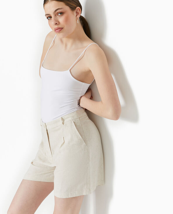 Short taille haute avec lin blanc - Pimkie